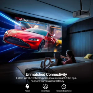 [900 ANSI/Auto Keystone] 4K Home Theater Projector with WiFi 6 and Bluetooth 5.2, Losei 300'' Movie Projector for Indoor/Outdoor, Smart Proyector Compatible with Phone/TV Stick/PC/PS5