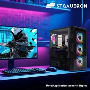STGAubron Gaming Desktop PC, INTEL XEON E5 2.8GHz, 16G DDR4，512G SSD，RX 550 4G GDDR5，RGB FAN*4 ， RGB KEYBOARD&MOUSE ，MOUSE PAD，WIFI 600M, BT5.0，W10H64